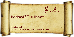Hadaró Albert névjegykártya